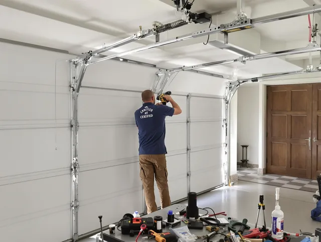 Westport Garage Door Repair certified technician performing precision garage door repair in Westport